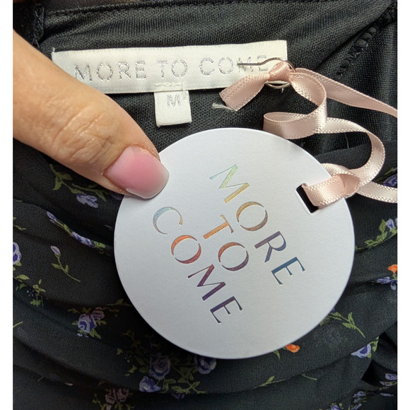 Ruched Sheer Black Floral Milkmaid Whimsigoth Dark Fairy Coquette Mini Dress M - Picture 8 of 10